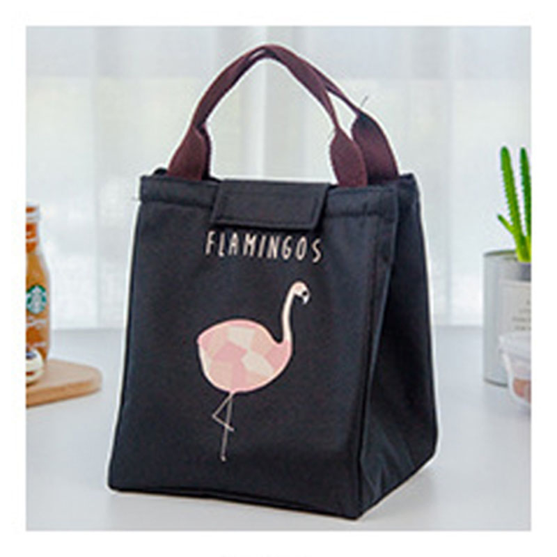 Flamingo tote picknicktassen lunchbox waterdichte thermische isolatie opbergdoos mannen vrouwen kinderen outdoor kamperen strand picknickmand: Zwart
