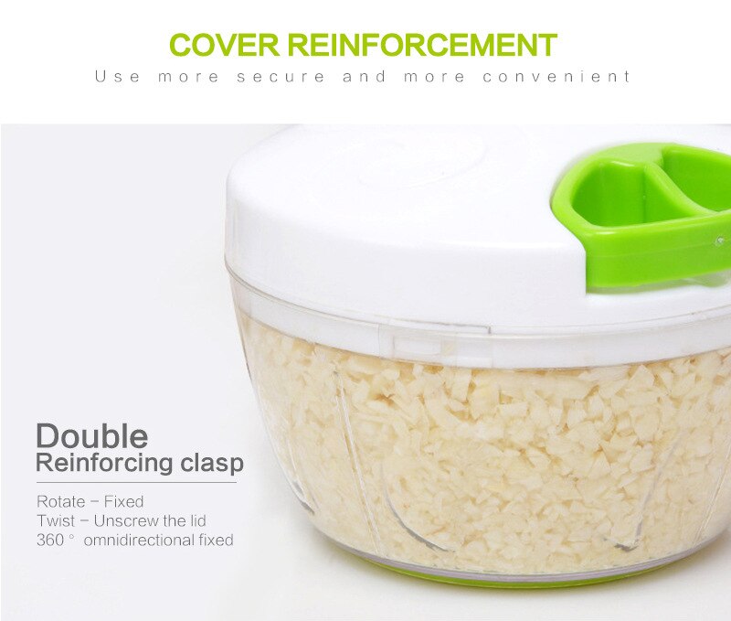 Multifunksjon løk nøttekvern kjøttkvern blender mikser manuell frukt grønnsakshakker håndtrekk matkutter rustfritt stål