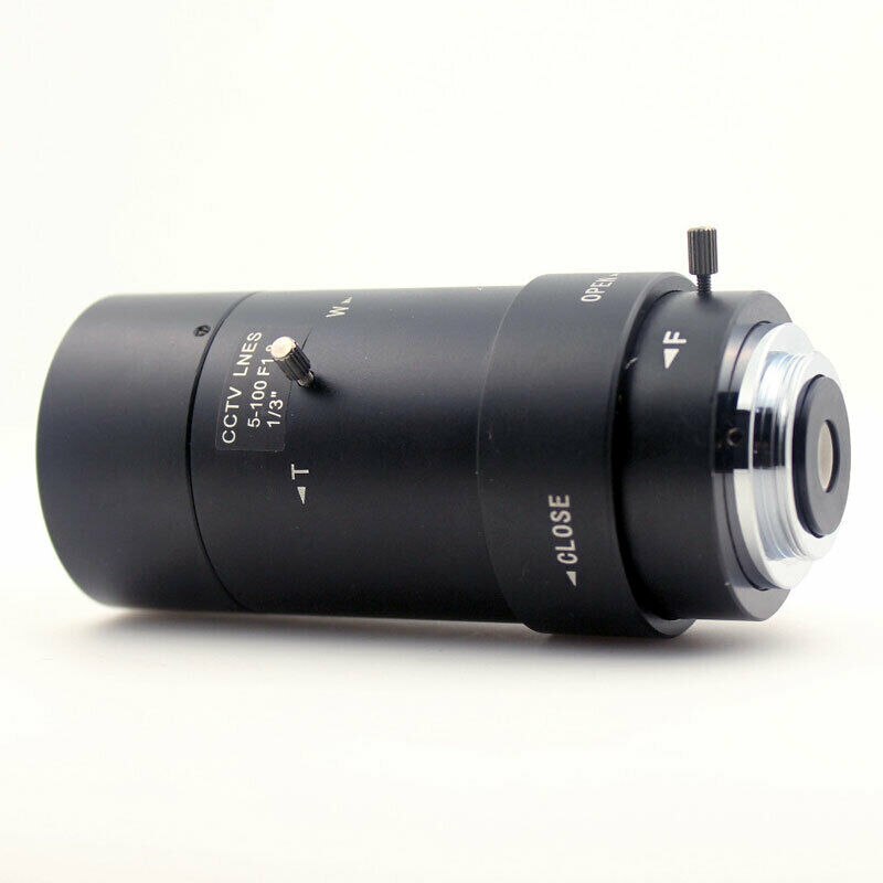 5-100mm CCTV Lens,CS F1.8 Lens,1/3" Manual Iris & Focal Length Lens,Varifocal Zoom CS-Mount Lens for Security CCTV Camera