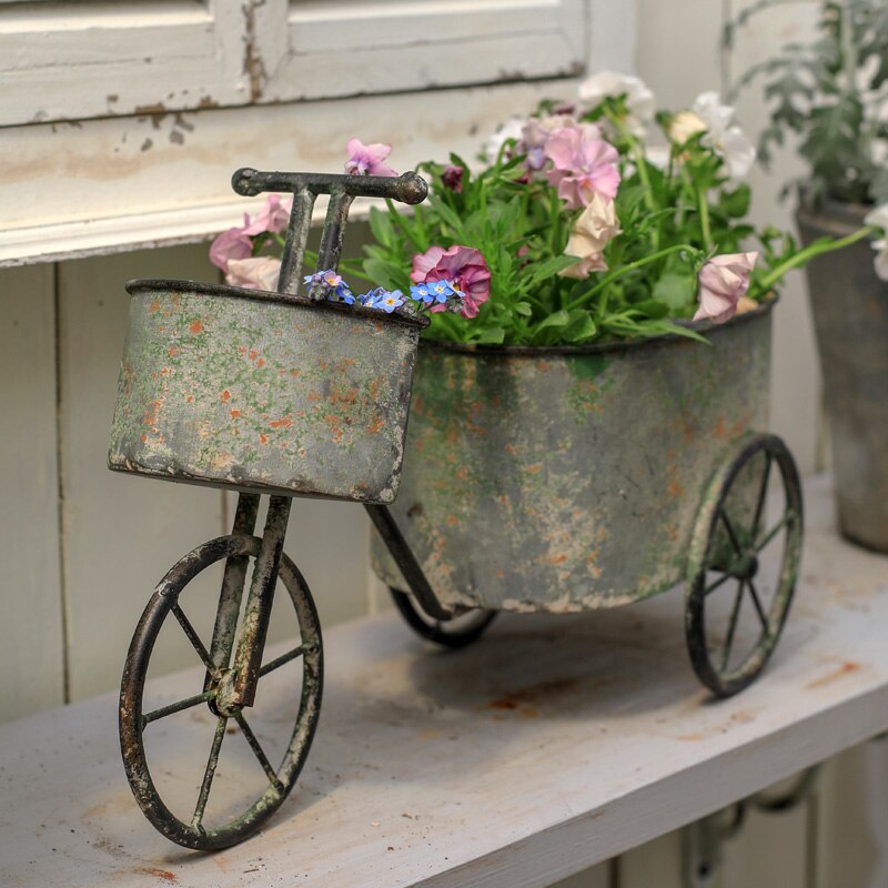 Metalen Bloempot Fiets Stand Bloemstuk Container Retro Stijl Outdoor Tuin Versieren Home Art Decoratie