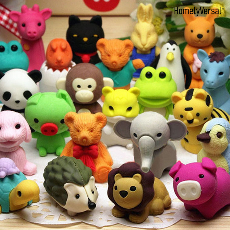 3 pcs Animals Cute Eraser School Office Supply rubber Student Exam Pencil Erasable Tool school Stationery