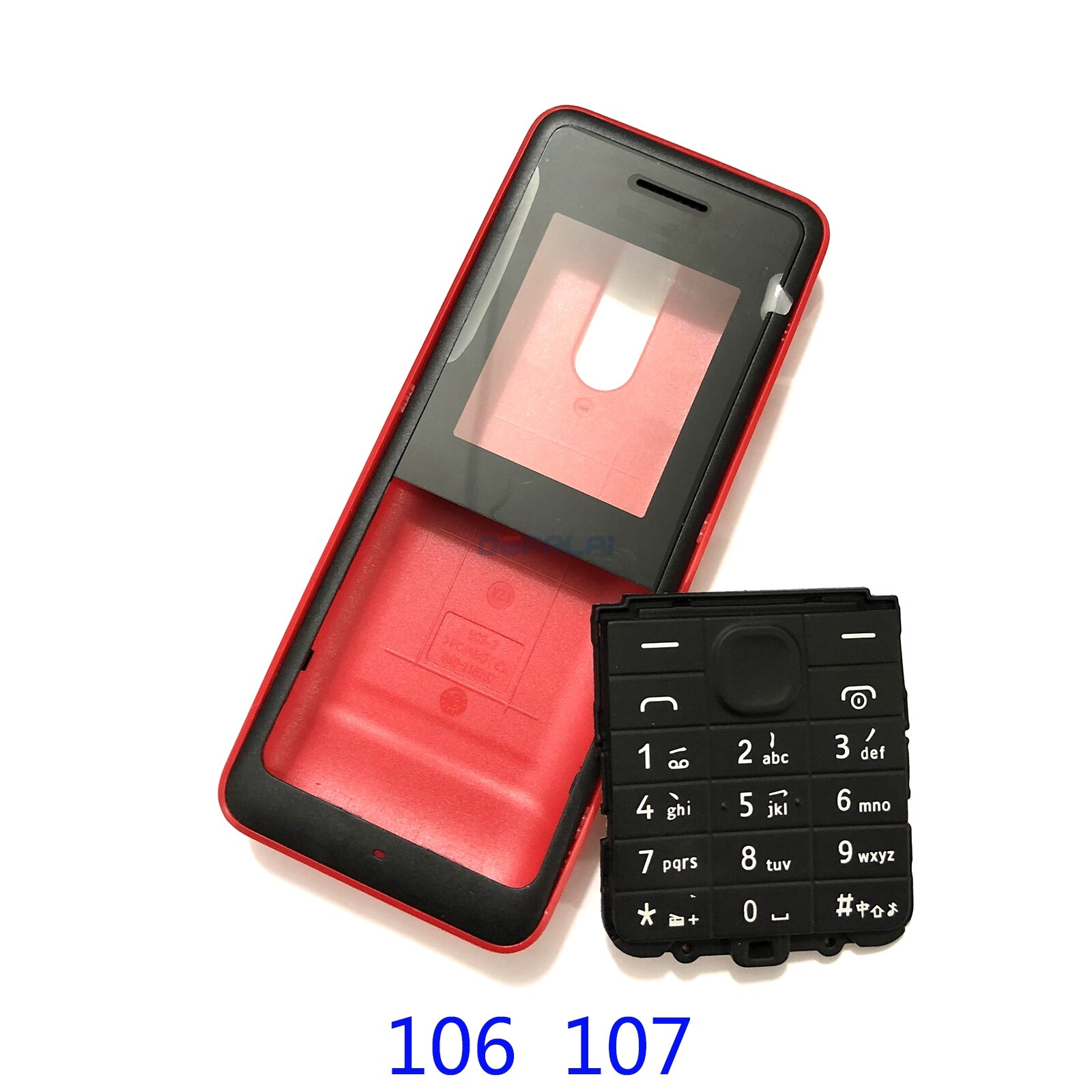 Pour Nokia 106 TA-1114 boîtier complet de téléphone portable face au boîtier batterie porte arrière clavier anglais: 106 107 Red
