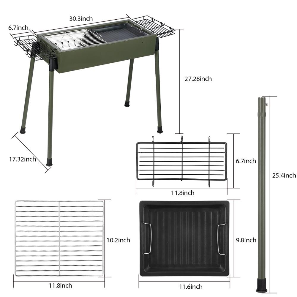 Barbecue d'extérieur pliable Portable en acier inoxydable, Barbecue à charbon de bois de jardin
