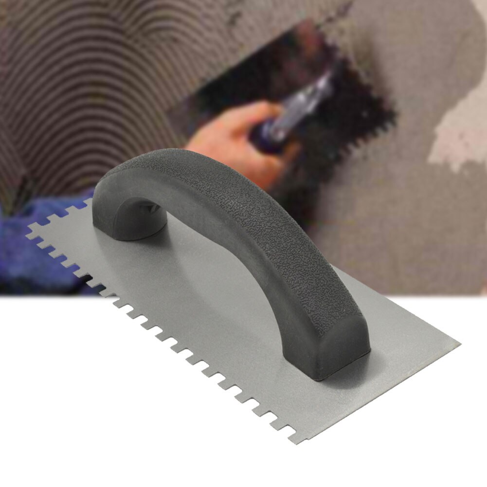 Curved Handle Sawtooth Multifunctional Wall Decoration Steel Square Trowel Home Tiling Tool Plastering Portable