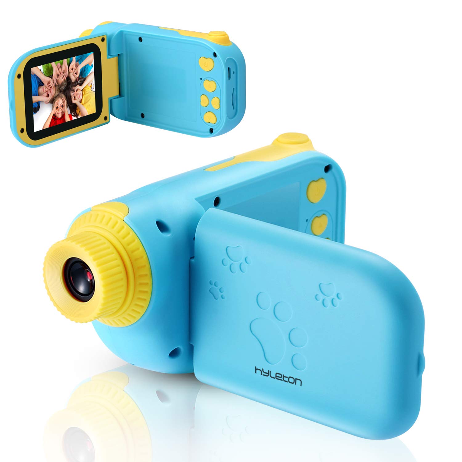 Børn mini videokamera fuld  hd 1080p børn baby digitalkamera selfie tegneseriekamera pædagogisk legetøj med 16gb/32gb kort: Blå / Uden tf-kort