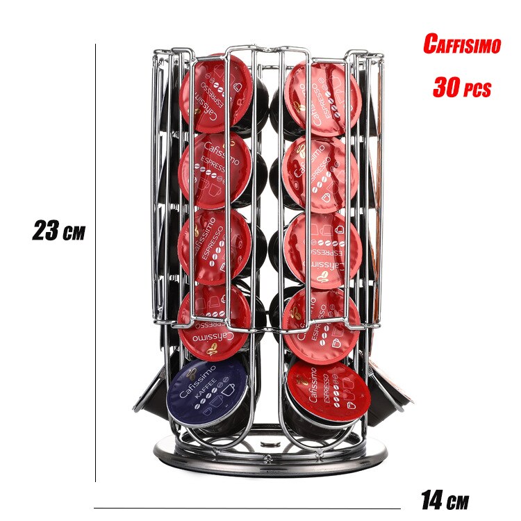 Dolce Gusto Koffie Capsule Rack Houder Organizer Voor 24/32 Pods 360 Draaibare Standaard Koffie Station Voor Keuken Of Kantoor: 30 Caffisimo Silver