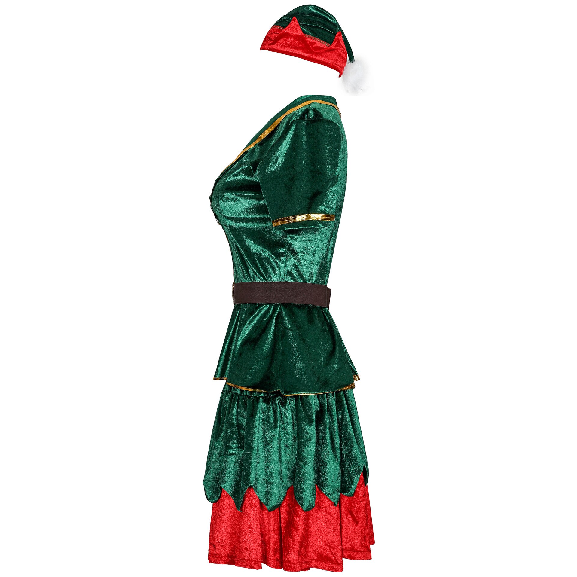 Adults Green Elf Christmas Costume Festival Santa Clause for Women Men Father Christmas Party Fancy Dress