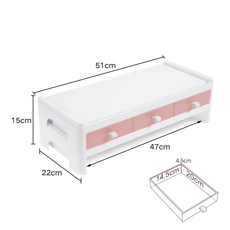 Multifunction Monitor Stand Table Desktop Computer Screen Riser Lockers Desk Organizer Stationery Books Storage Office Supplies: Double pink