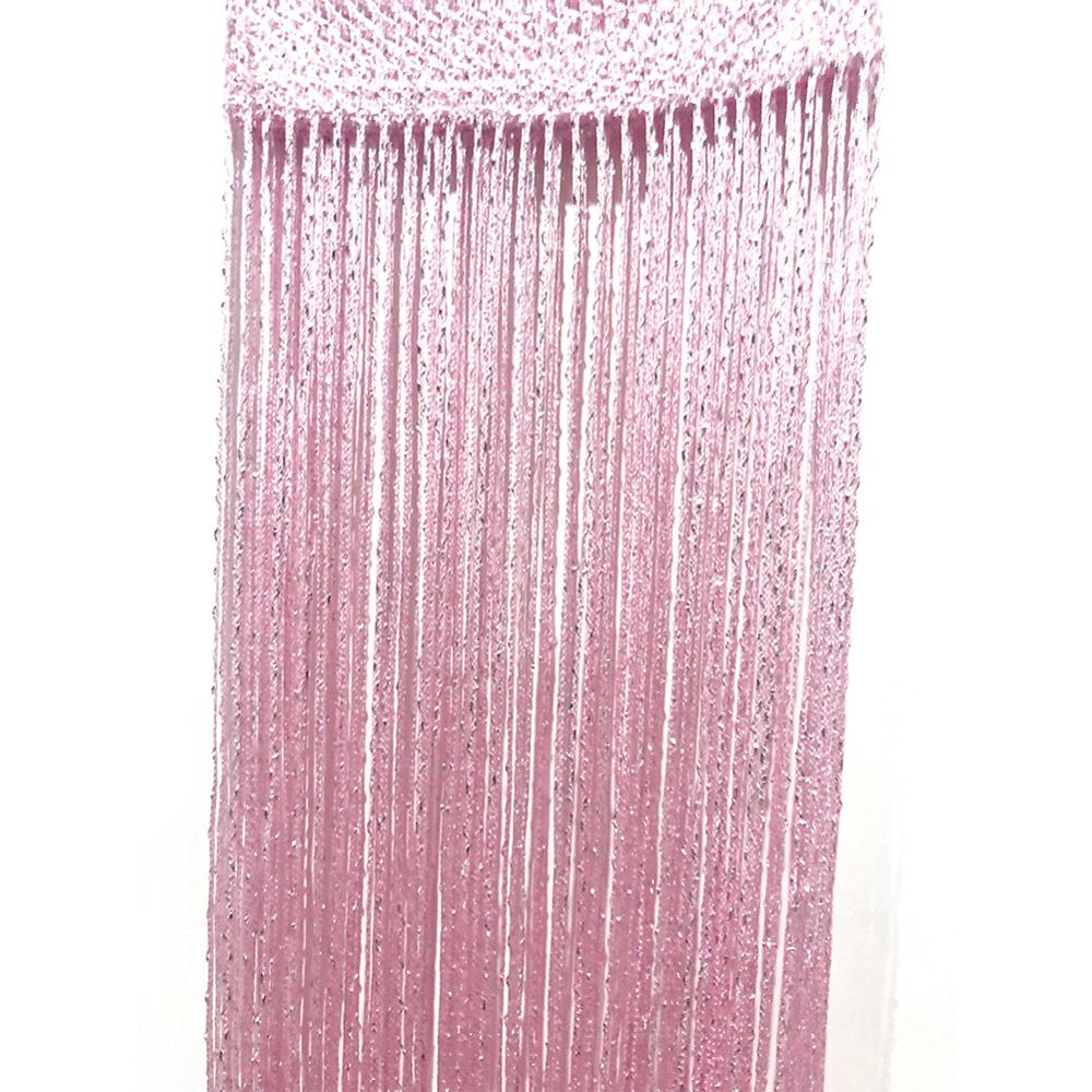 Decorative Silver Silk Curtain Shiny Tassel Window Glass Panel Room Partition Board Fly Screen Door Suspension: Pink