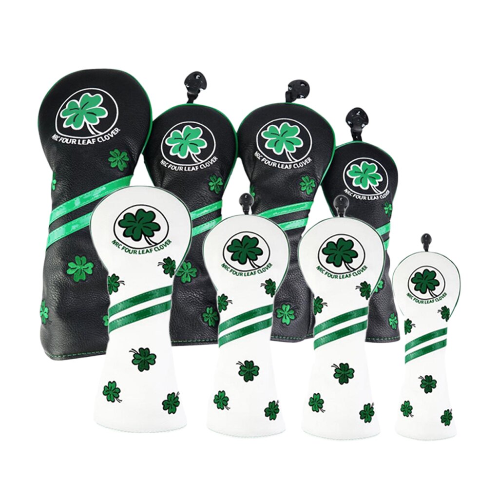 4pcs Golf Wood Head Cover Clover Club Headcover Protector Accessories NO. Tag