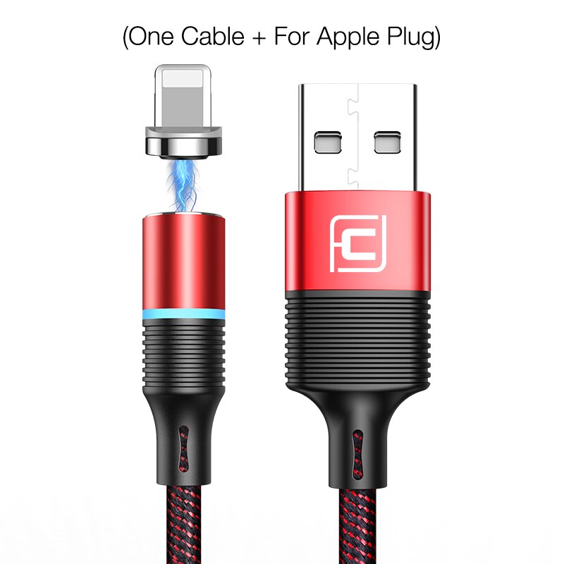 CAFELE QC3.0 LED Magnetic USB Cable for iPhone USB Type C Micro Cable 3A Fast Charging Cables for Huawei Samsung Xiaomi Oneplus: 1.2M Red for IOS