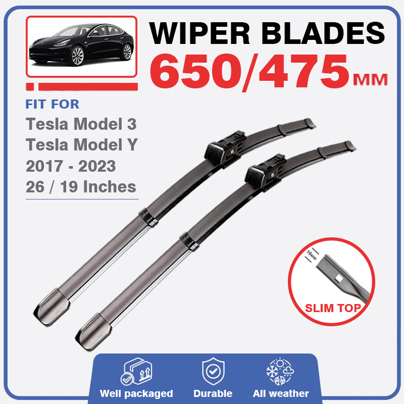 Para Tesla Model 3 Y limpiaparabrisas delanteros cepillos cortador accesorios de parabrisas limpiaparabrisas 26 "+ 19"
