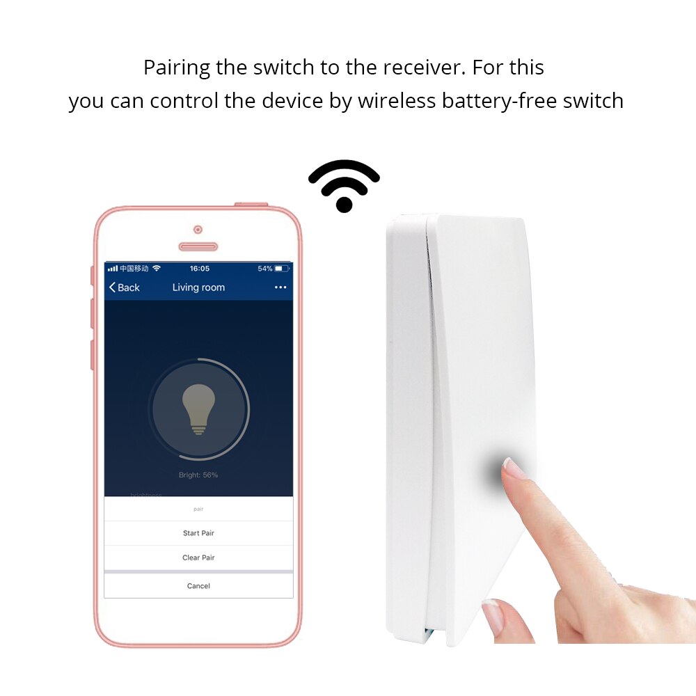 Benexmart Tuya WiFi Switch with Kinetic Wireless Remote Control Alexa Echo Google Home Voice Control Wall Switch No Need Battery