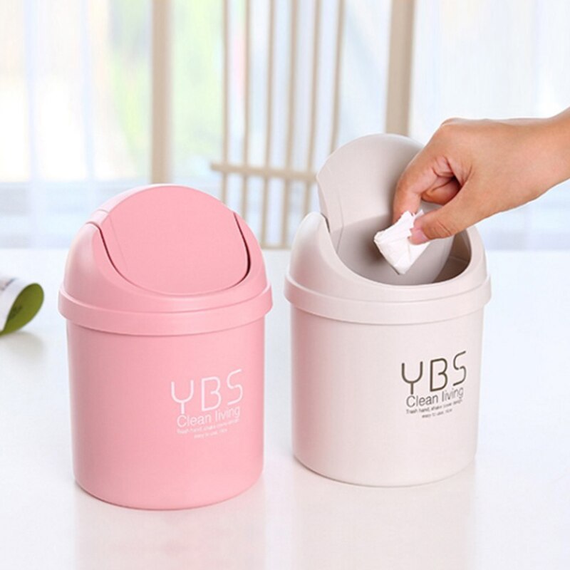 Mini Car Desktop Trash Can Exquisite Creativity Environmental Protection Flip-down Flap Deodorant Anti Mosquito: Pink