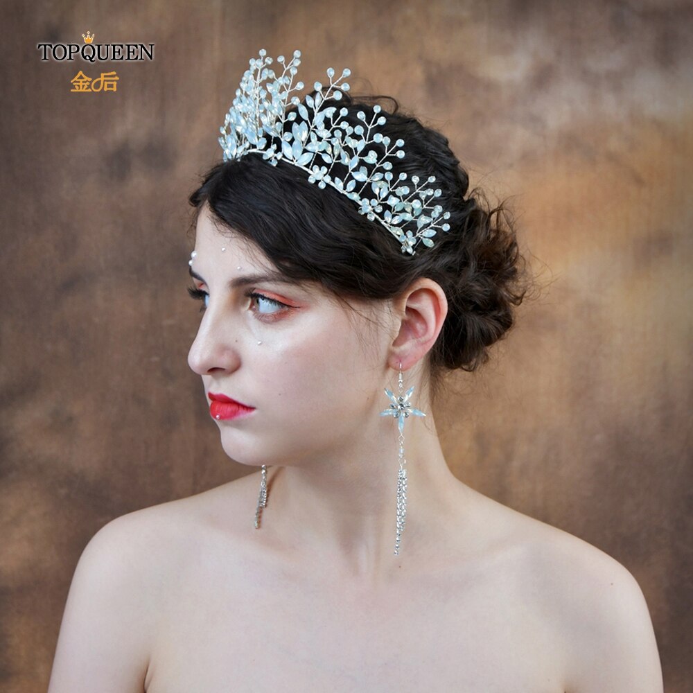 TOPQUEEN HP200 Bridal Tiara Crystal Wedding Tiara and Crown Crystal Bride Hair Jewelry Handmade Wedding Hair Accessories