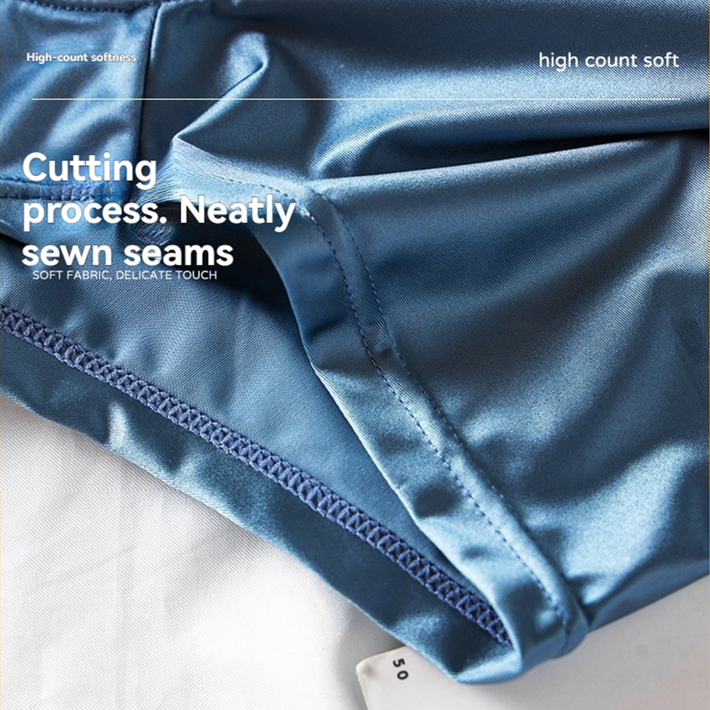 3 unids/pack de Boxers de lujo de seda de hielo tipo satén, calzoncillos de verano lisos y lisos para hombre, bragas con entrepierna de malla transpirable, ropa interior