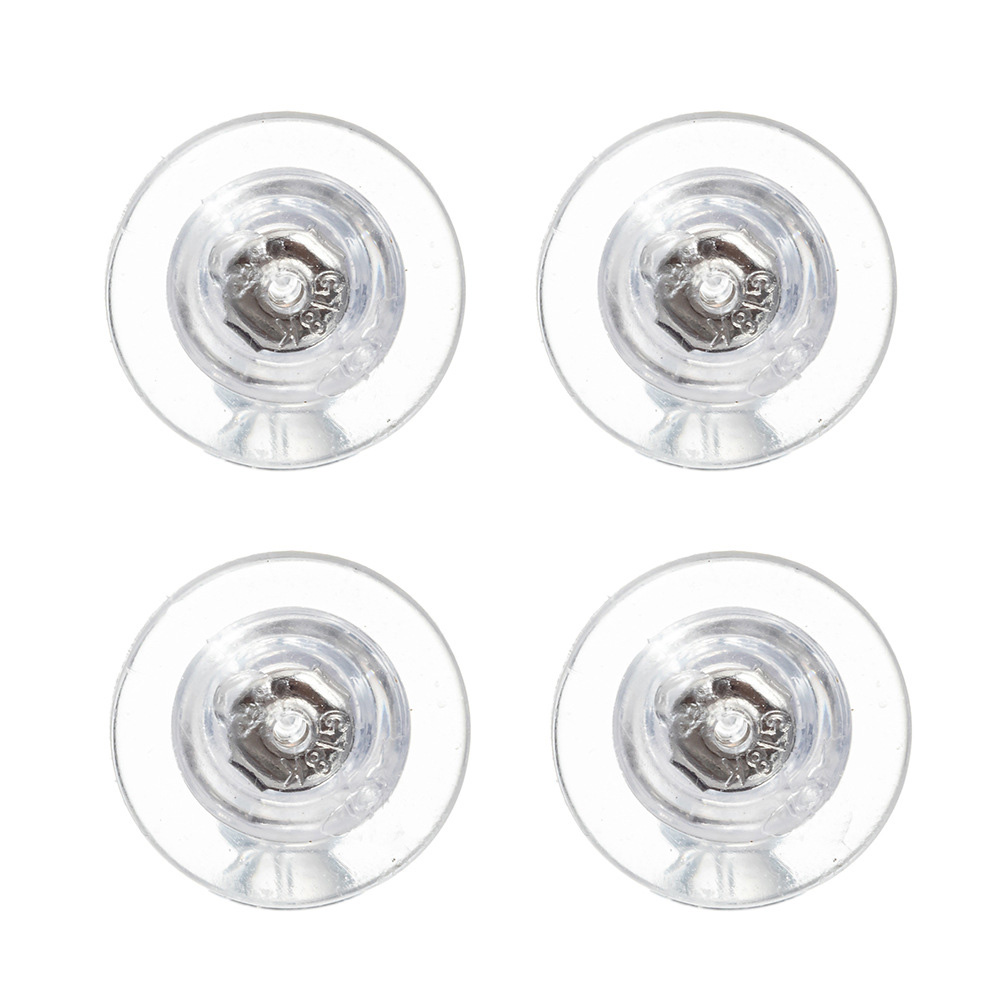 Tapones de silicona de para pendientes, Tapones Redondos para los oídos, tapas bloqueadas, mangas para pendientes, accesorios para la fabricación de joyas, 10 Uds.: Rhodium