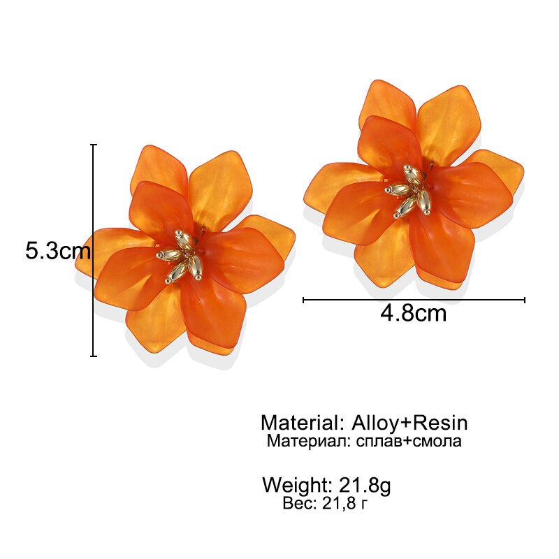 EN Koreanische Stil Übertreibung Blume Stud Ohrringe Für Frauen Acryl Big Weiß Orange Blume Ohrringe Brinco Schmuck