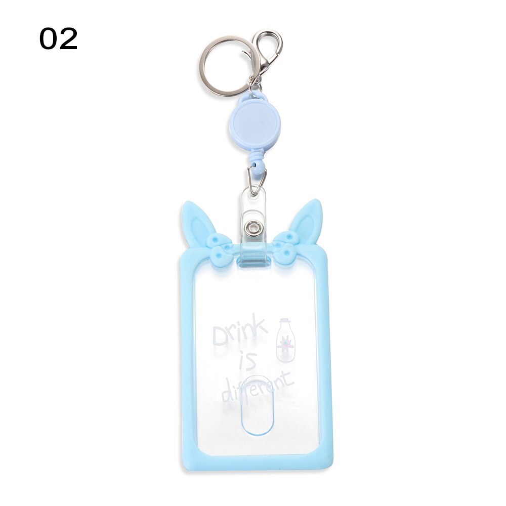 Nette Transparent Frauen Keychain Abzeichen Karte ID Fall Silikon Ohr Versenkbare Mädchen Student Karte Halter Pass Abdeckung Neue: Himmel Blau