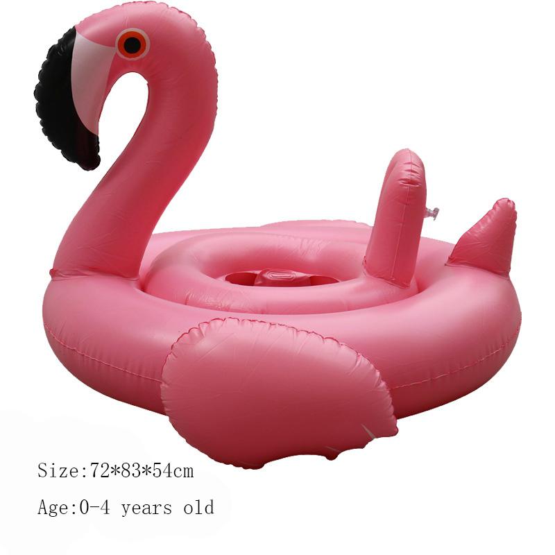 0-4 Years Old Kids Baby Cartoon Animal Shape Inflatable Swimming Ring Flamingo Unicorn Floating Ride-ons Swim Rings for Children: F