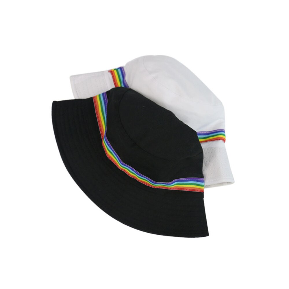 Fisherman hat lovers bob hat sommar solkeps klassisk svart vit regnbåge bucket hatt för kvinnor man