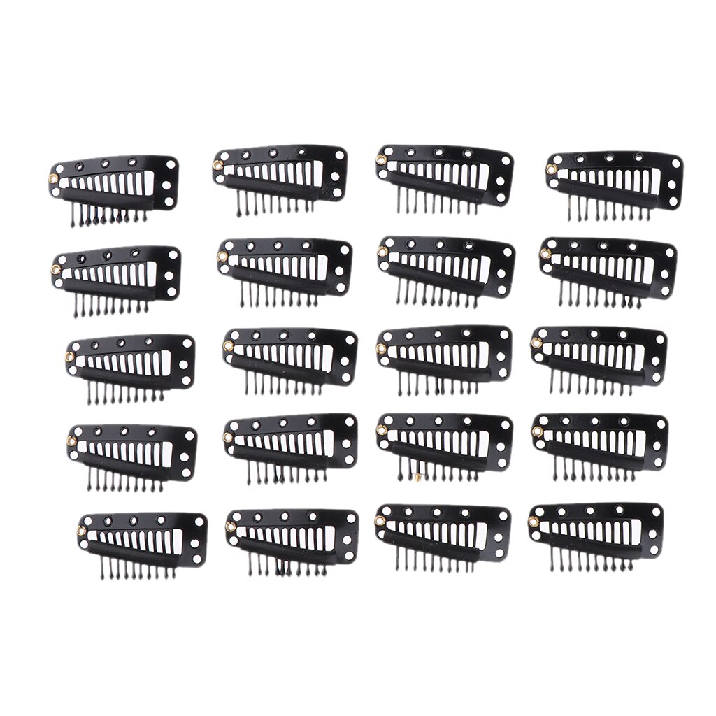 20 stk hestehale kam hair extensions hårspænder stål tandklemme til paryk