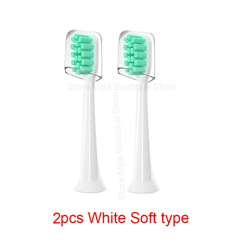 For Xiaomi Mijia T300 / 500 / SOOCAS Electric Toothbrush Head Universal 3D Whitening Replacement Tooth Brush Heads: 2pcs White Soft type