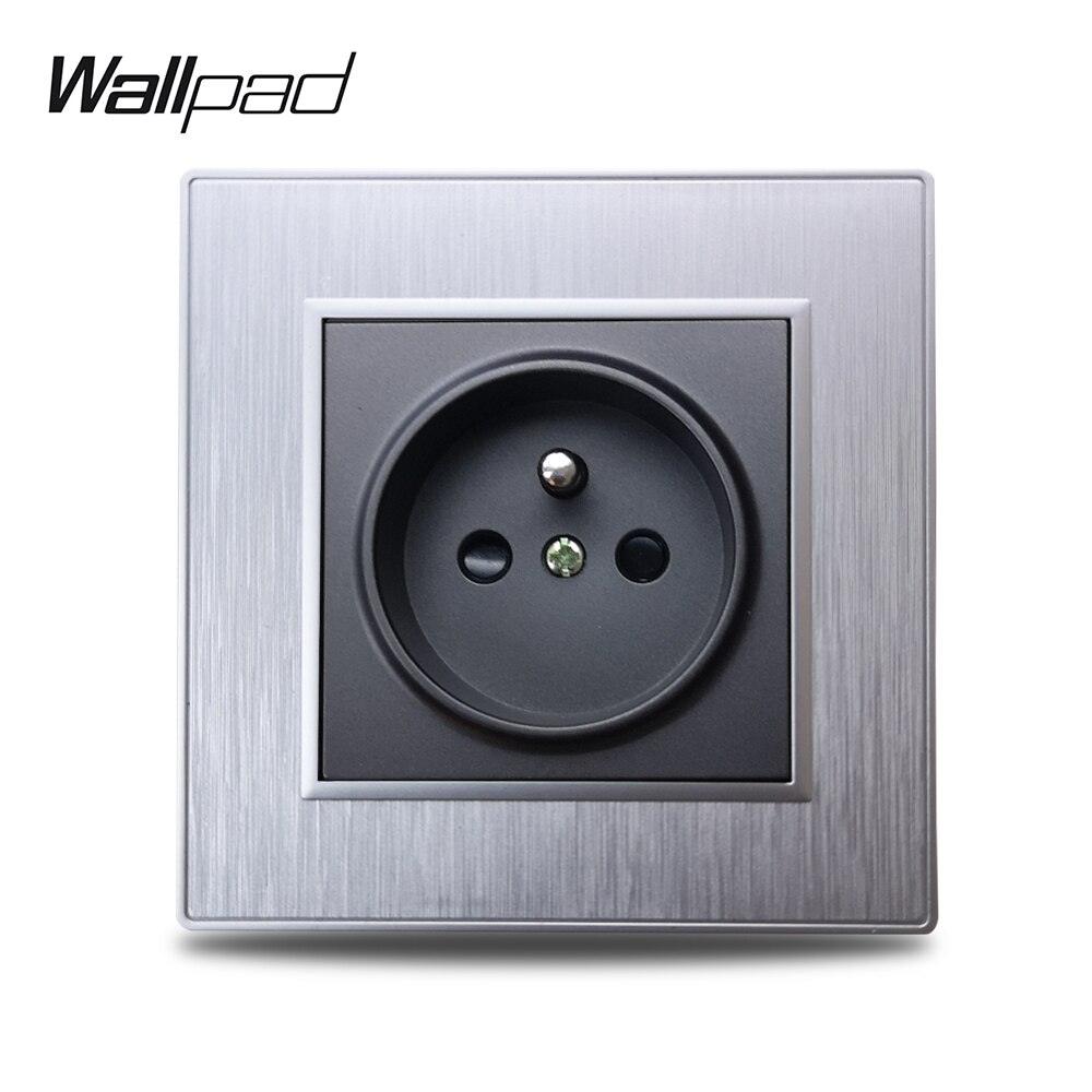 Wallpad S6 Französisch Steckdose Steckdose Stecker 3 Farbe Gebürstet PC Kunststoff Nachahmung Aluminium: Silber-