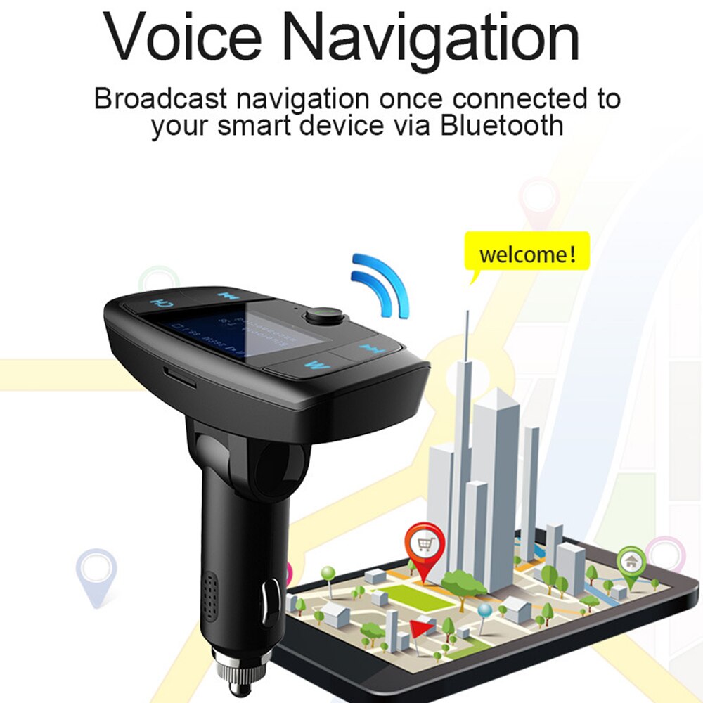 JINSERTA Bluetooth FM Transmitter Dual USB Charger Wireless Handsfree Car Mp3 Player Support U Disk / TF Card Music Play