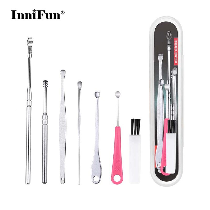 Rvs Oor Wax Cleaner Set Spiraal Lente Oren Cleaning Sticks Hoortoestellen Oorsmeer Picking Ear Wax Removal Tool