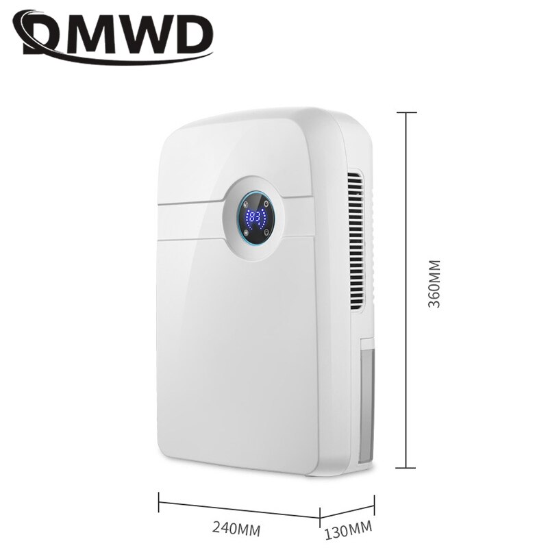 Dmwd 2500Ml Mini Ontvochtiger Lucht Droger Absorberende Vocht Elektrische Absorber Badkamer Slaapkamer Keuken Led Display 100-240V