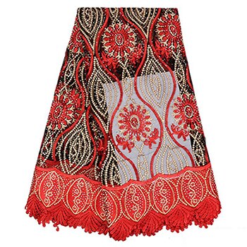 Franska paljetter spetstyg afrikanskt handgjort pärlstav tyll spetstyg nigerianskt broderat bröllopstyg: Grön