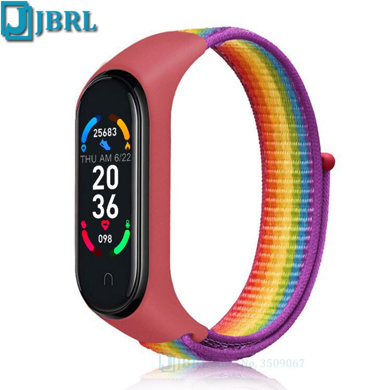 Nylon Kids Smart Band Children Heart Rate Sleep Smart Bracelet Fitness Tracker Wristband Sports For Android IOS Wrist Band 10-18: Rainbow