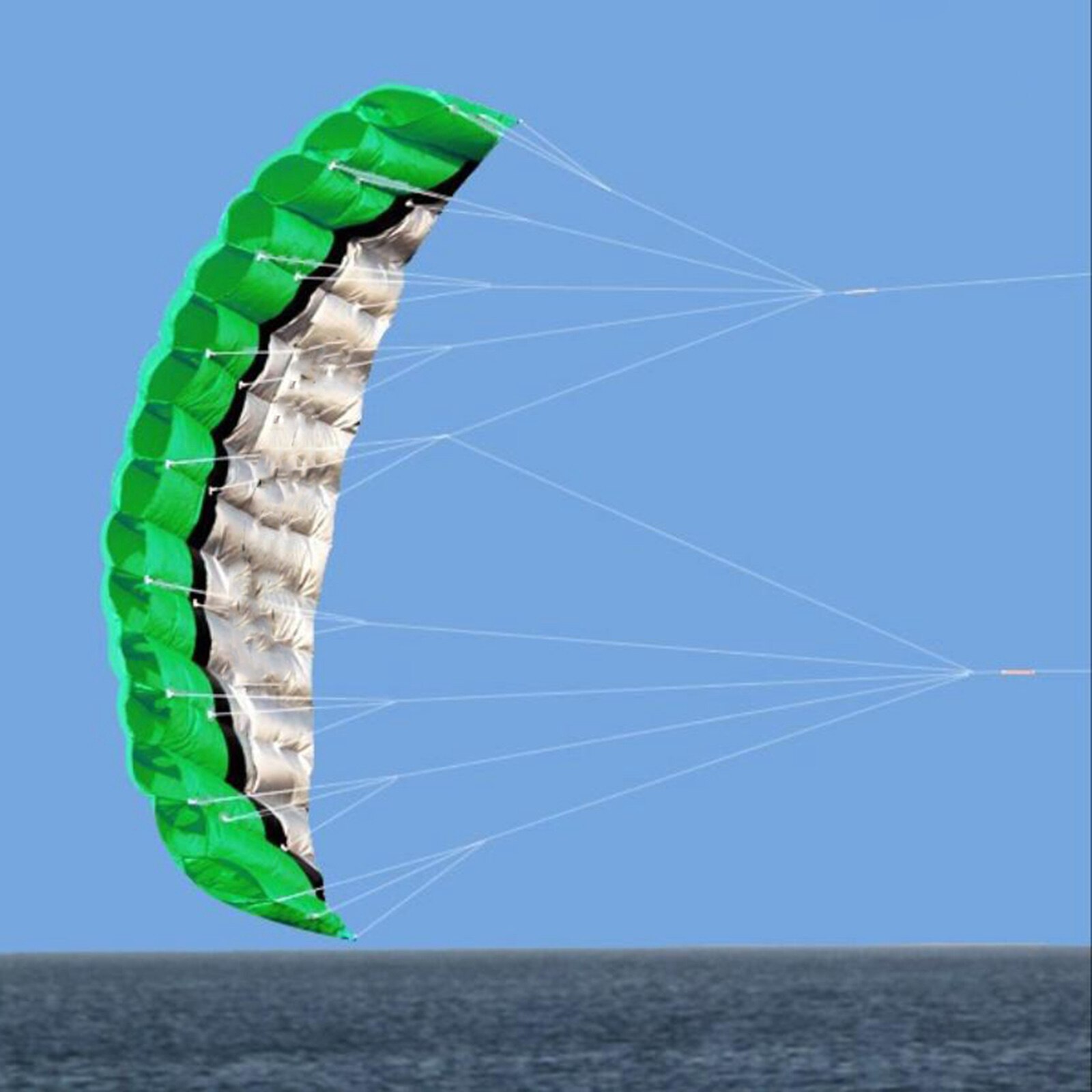 Adults Kitesurfing Trainer Kite Wing, Durable Beach Summer Double Lines Trick Kites , Outside Stunt Toys Sport Flying Wing: Green