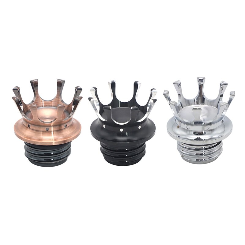 King Crown Style Gas Oil Cap Fuel Tank Cover for Sportster Softail Silver