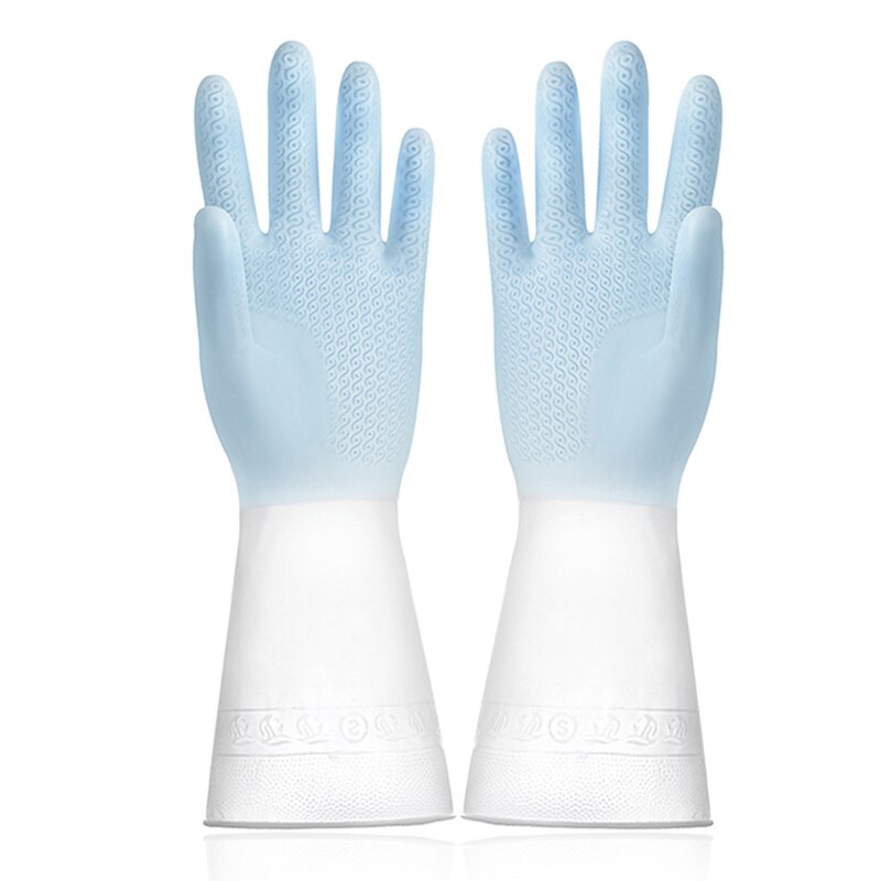 Gradient Color Dishwashing Gloves Thin Section Housework Clean And Durable Kitchen Laundry Waterproof Latex Gloves Cleaning Tool: 02 Size S Blue