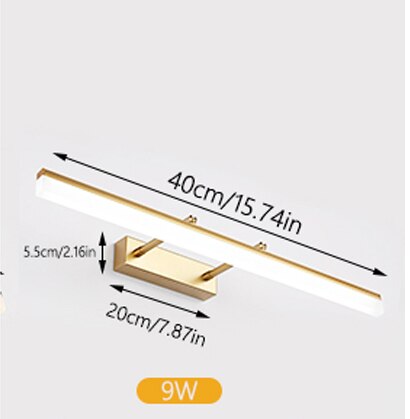 Moderne led spiegel wandlamp badkamer toilet wandlamp 40cm 50cm zwart zilver goud wandlamp kaptafellamp make-up spiegellamp: C / Warm wit