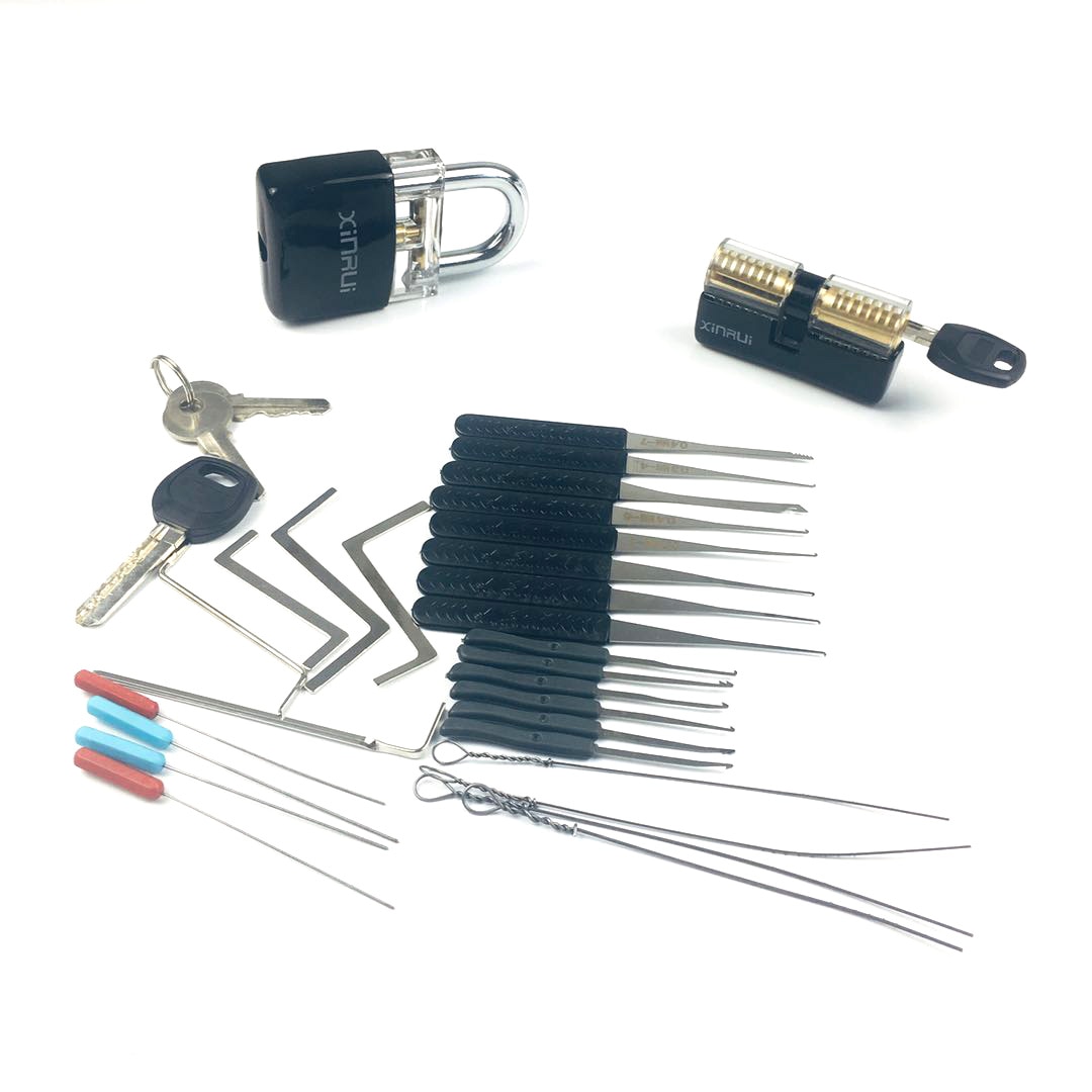 Locksmith Supply Training Set 2pcs Transparent Lock with Remove Pick Tools,5pcs Tension Tool,Great Practice for Men: A