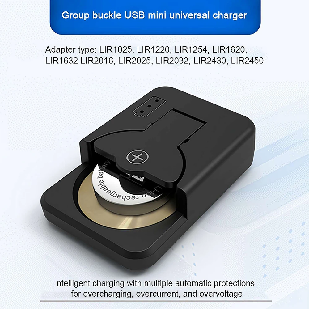 Tragbares Knopfbatterieladegerät Universal LIR2032 LIR1025 LIR1220 LIR1254 LIR1620 LIR1632 LIR2016 LIR2025 LIR2430 LIR2450