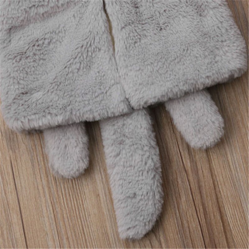 Infant Kids Baby Meisje Jongen Leuke Muis Vest Uitloper Fleece Bont Cartoon Hooded Zipper Grijs Herfst Winter Warme Kleding Jas 1-6Y