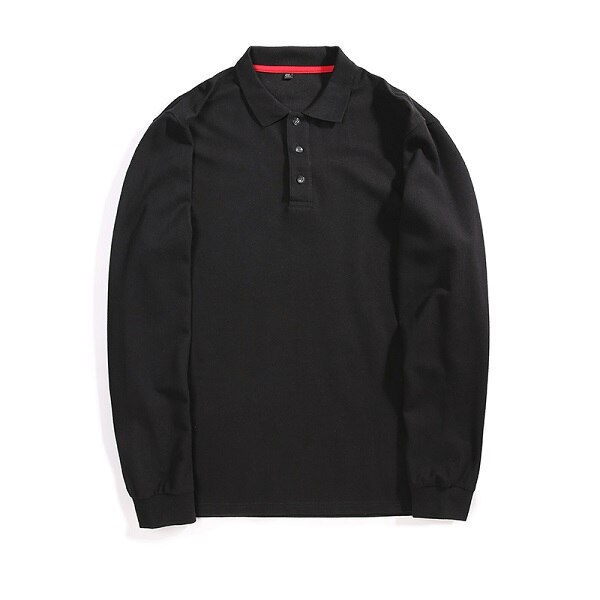 Plus size 5xl 6xl 7xl 8xl forårs business polo shirt herre langærmede mandlige poloer casual polo homme: Sort / 4xl