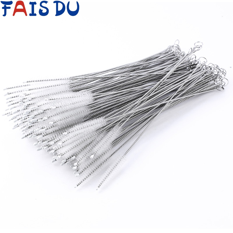 Cepillos de pajita de acero inoxidable para accesorios de bar, accesorios para pajitas de acero inoxidable de 6mm y 12mm de diámetro, 23cm, 50/100 unids/lote
