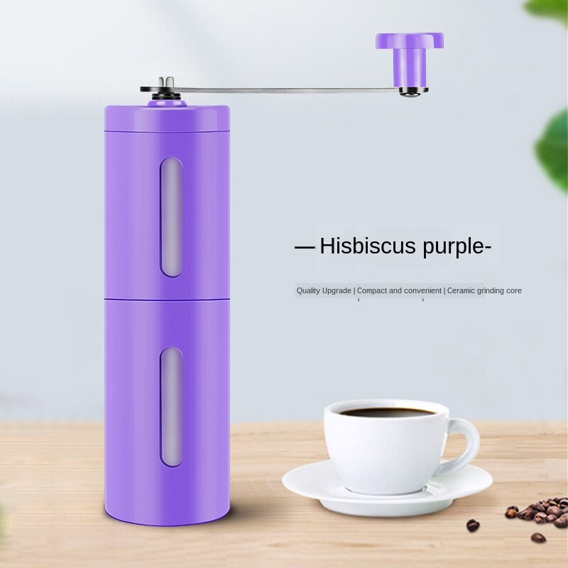 Portable Coffee Grinder Mini Stainless Steel Hand Manual Handmade Coffee Bean Burr Grinders Mill Kitchen Tool Crocus Grinders: violet