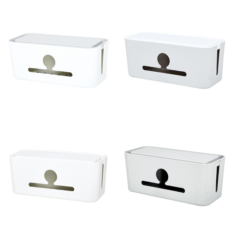 Cable Management Box Charger Socket Adapters Power Strips Wire Storage Case Hide Bin Desk Organizer with Phone Stand