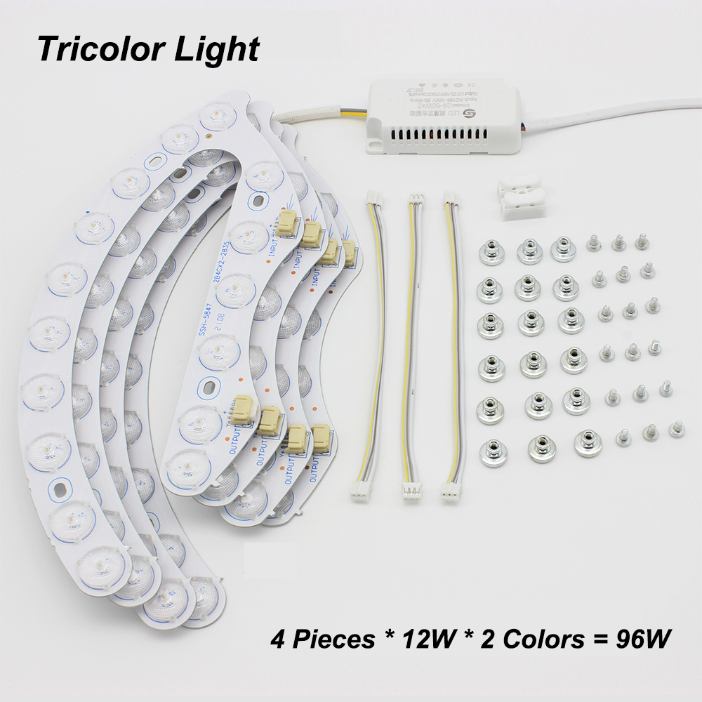 Led Module Lights Panel Led Lamp 220V Ceiling Lights Round Module Board 48W*2 Indoor For Room Ceiling Lamp Replacement Fixtures: Default Title