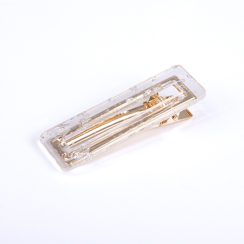 Woman's Crystal Hair Rectangular Hairpin Acrylic Pin Metal Alloy Hairband Moon Circle Hairpin Girl Holder Accessories: 15