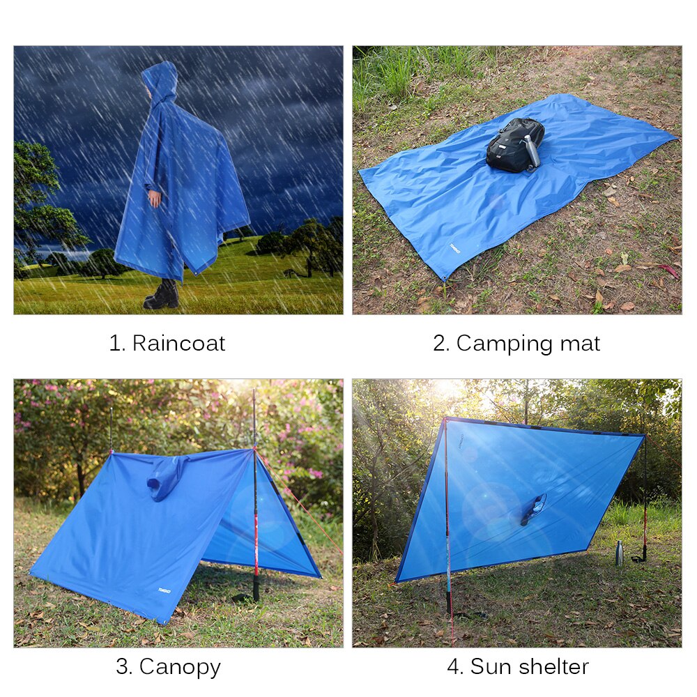 3 in 1 regnfrakke rygsæk regndæksel vandtæt regnfrakke med hætte vandreture cykling regntæppe poncho udendørs camping teltmåtte