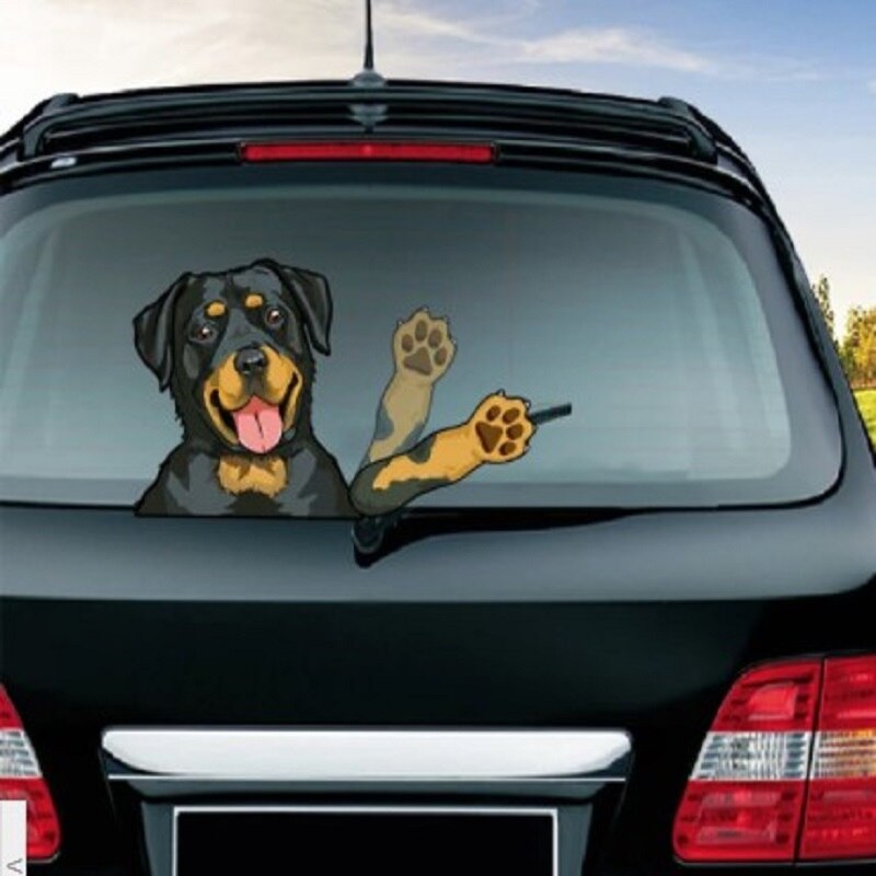 Joylive auto ruitenwisser stickers voor autoproducten auto stickers en decals labrador hond zwaaiende ruitenwisser stickers: Rottweiler hond