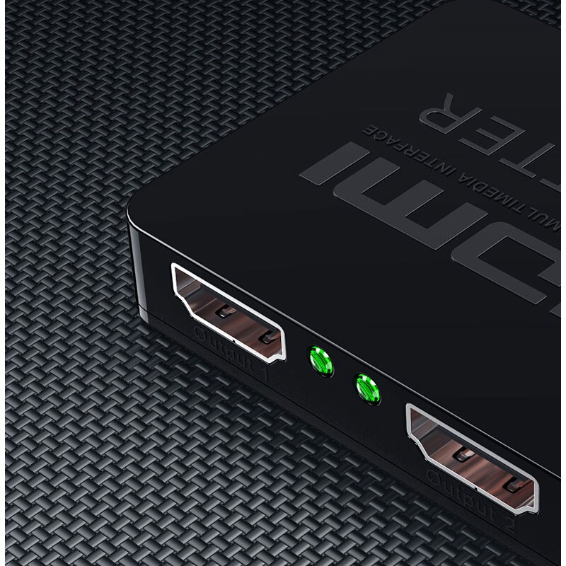 Mini hdmi 1 input 2 output splitter, hdmi splitter understøtter 4k * 2k opløsning