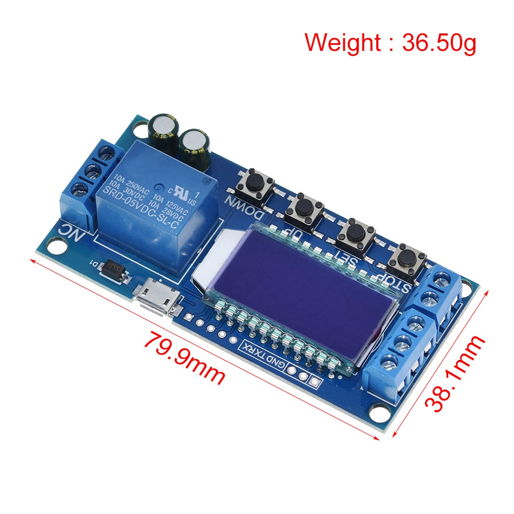 6-30V Micro Usb Digitale Lcd Display Tijdrelais Module Controle Tijdschakelaar Trigger Cyclus Module XY-LJ02